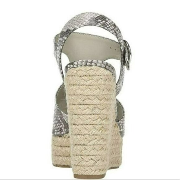 NWT Carlos Santana Snake Embossed Ankle Strap Espadrille Wedge Sandals - Picture 3 of 5